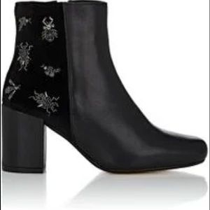 BARNEYS NEW YORK Embellished Velvet Ankle Boots